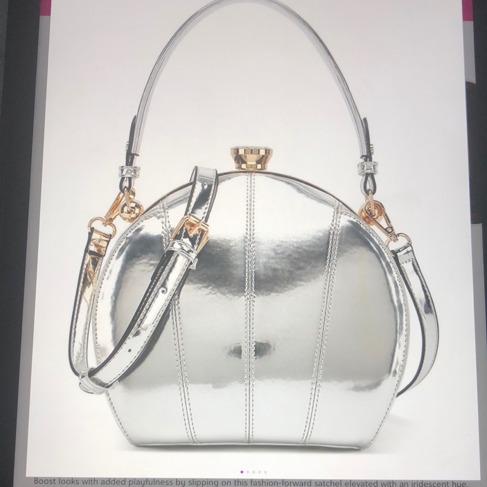 Iridescent Silver Stripe Satchel